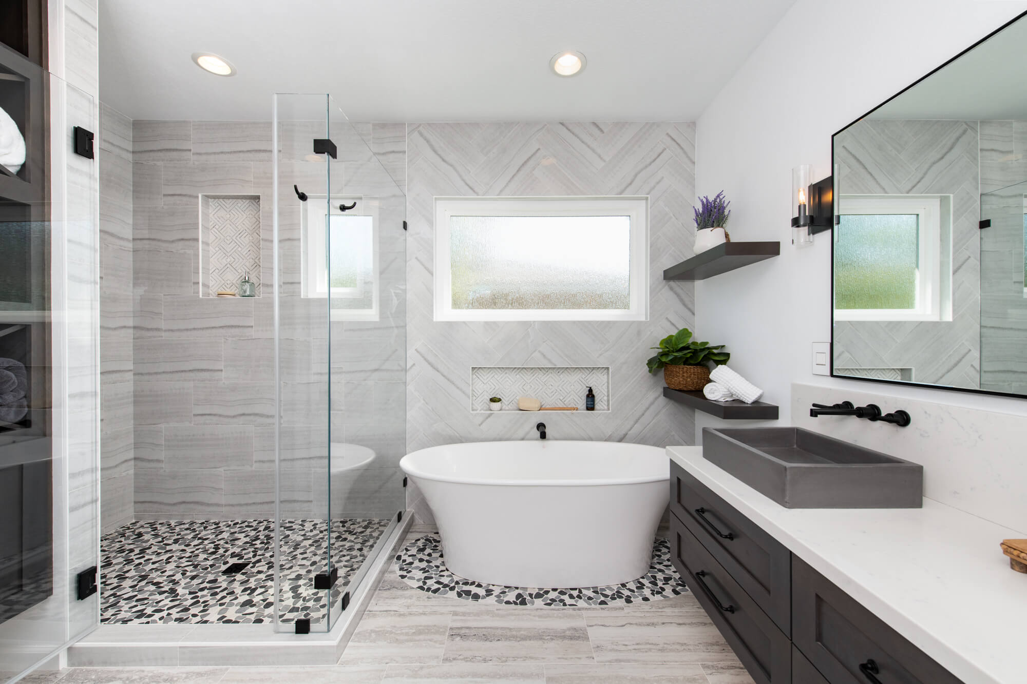 Master bathroom remodel with modern design elements